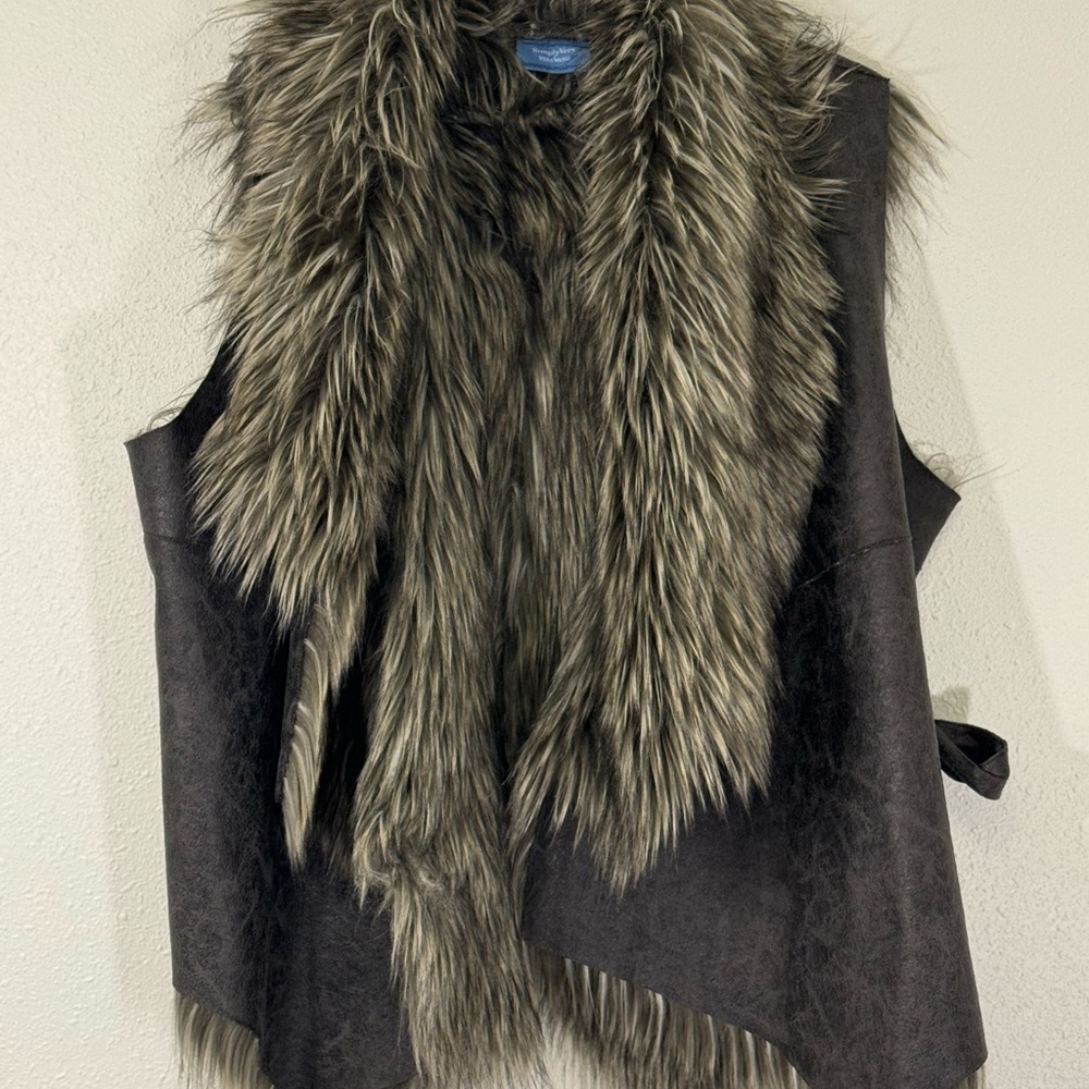 Simply Vera Wang faux fur and leather vest